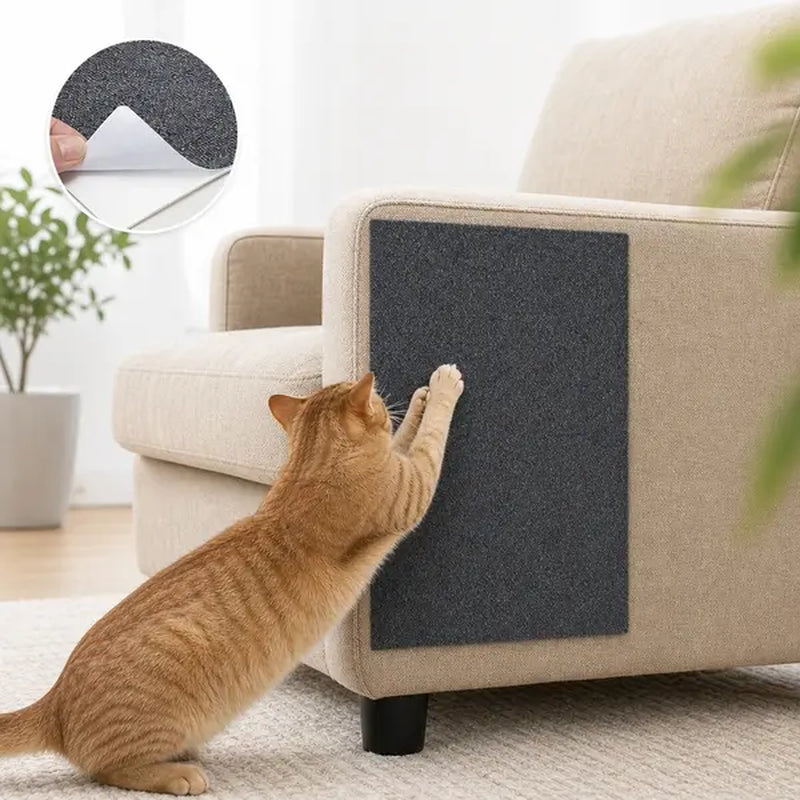 Cat Scratch Protector for Furniture - 11.85" x 39.3" Clear Sticky Scratch Deterrent Pad for Leather Couches, Sofa Arms, and Corners, Easy Installation, Iridescent Stained Glass Window Film