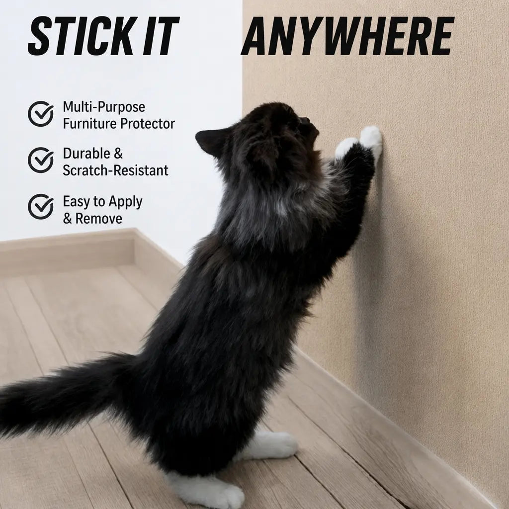 Cat Scratch Protector for Furniture - 11.85" x 39.3" Clear Sticky Scratch Deterrent Pad for Leather Couches, Sofa Arms, and Corners, Easy Installation, Iridescent Stained Glass Window Film