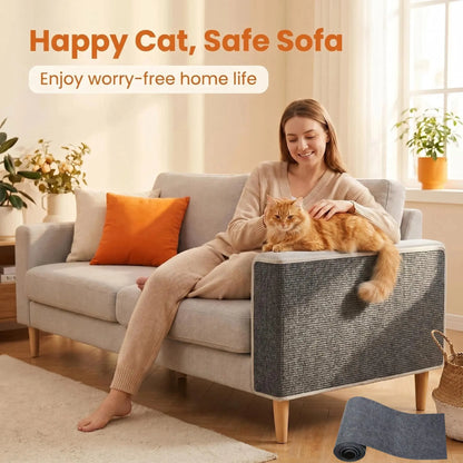 Cat Scratch Protector for Furniture - 11.85" x 39.3" Clear Sticky Scratch Deterrent Pad for Leather Couches, Sofa Arms, and Corners, Easy Installation, Iridescent Stained Glass Window Film