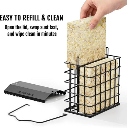 Birdream Double Suet Bird Feeder for Outdoors, All-Metal, Holds 2 Standard Suet Cakes, Easy to Refill, for Woodpeckers, Chickadees and Nuthatches