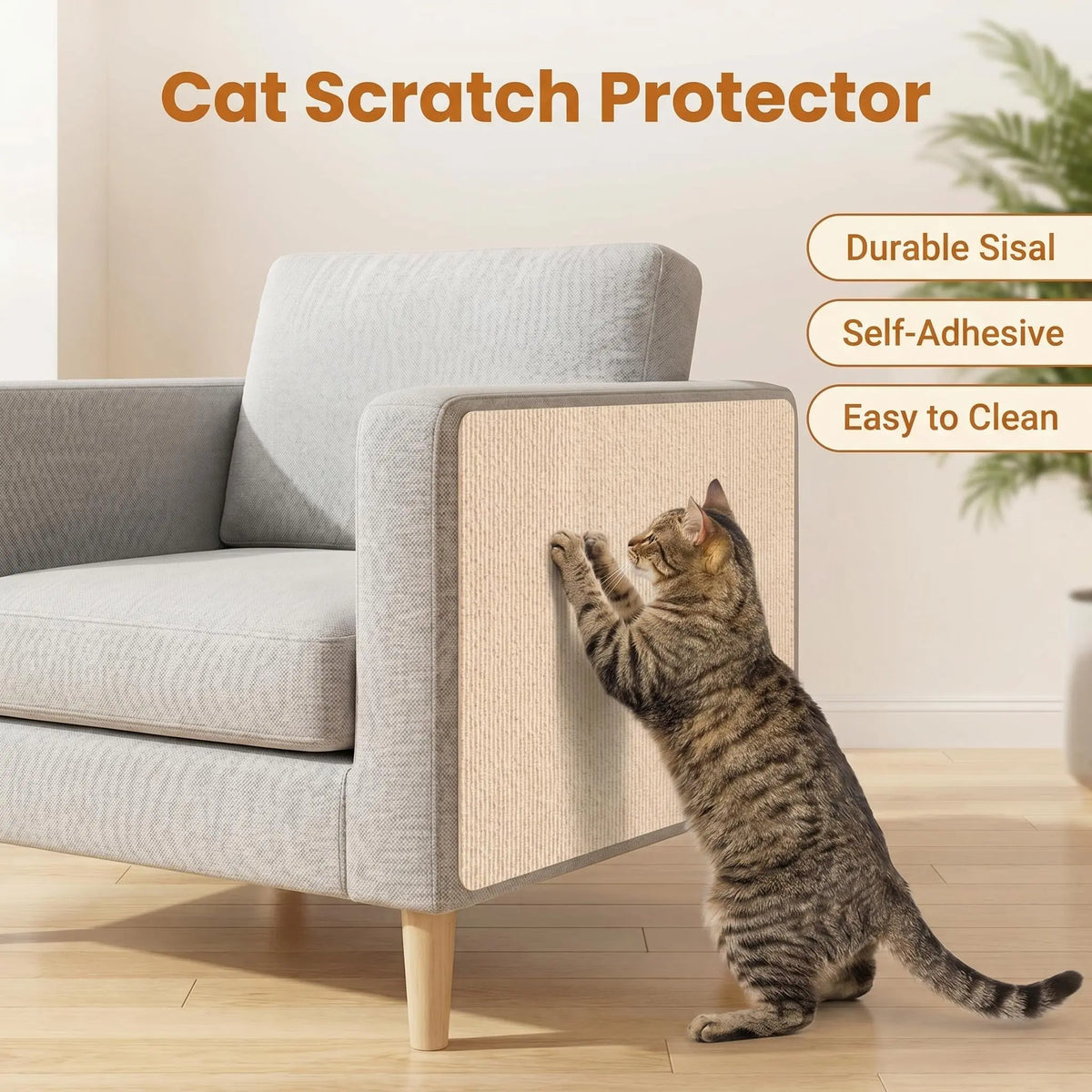 Cat Scratch Protector for Furniture - 11.85" x 39.3" Clear Sticky Scratch Deterrent Pad for Leather Couches, Sofa Arms, and Corners, Easy Installation, Iridescent Stained Glass Window Film
