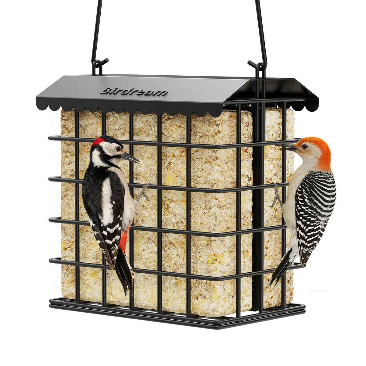 Birdream Double Suet Bird Feeder for Outdoors, All-Metal, Holds 2 Standard Suet Cakes, Easy to Refill, for Woodpeckers, Chickadees and Nuthatches