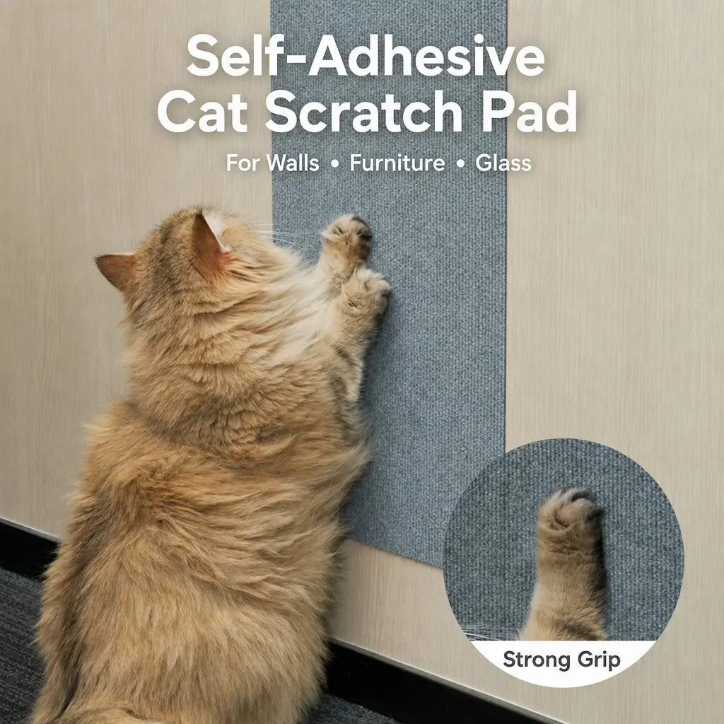Cat Scratch Protector for Furniture - 11.85" x 39.3" Clear Sticky Scratch Deterrent Pad for Leather Couches, Sofa Arms, and Corners, Easy Installation, Iridescent Stained Glass Window Film